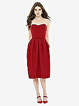 Front View Thumbnail - Garnet Midi Natural Waist Strapless Dress