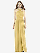 Front View Thumbnail - Maize Maxi Chiffon Knit Halter Neck Dress