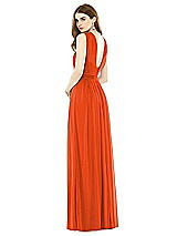 Rear View Thumbnail - Tangerine Tango Maxi Chiffon Knit Halter Neck Dress