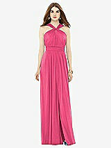 Front View Thumbnail - Forever Pink Maxi Chiffon Knit Halter Neck Dress