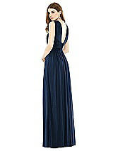 Rear View Thumbnail - Midnight Navy Maxi Chiffon Knit Halter Neck Dress