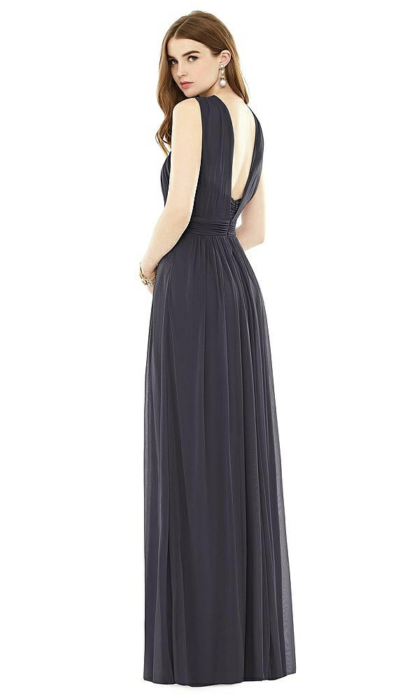 Back View - Onyx Maxi Chiffon Knit Halter Neck Dress