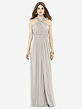 Front View Thumbnail - Oyster Maxi Chiffon Knit Halter Neck Dress