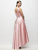 Rear View Thumbnail - Ballet Pink Sleeveless Pleated Skirt High Low Dress with Pockets