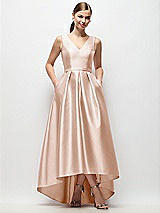 Front View Thumbnail - Cameo Sleeveless Pleated Skirt High Low Dress with Pockets