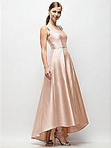 Side View Thumbnail - Cameo Sleeveless Pleated Skirt High Low Dress with Pockets