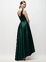 Rear View Thumbnail - Evergreen Sleeveless Pleated Skirt High Low Dress with Pockets