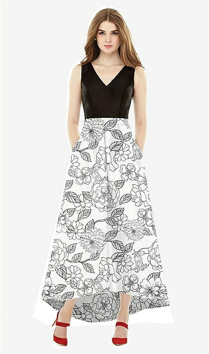 black bridesmaid dresses with bright flowers Mismatched Bridesmaid Dresses