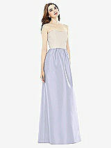 Front View Thumbnail - Silver Dove & Ivory Full Length Strapless Satin Twill dress with Pockets