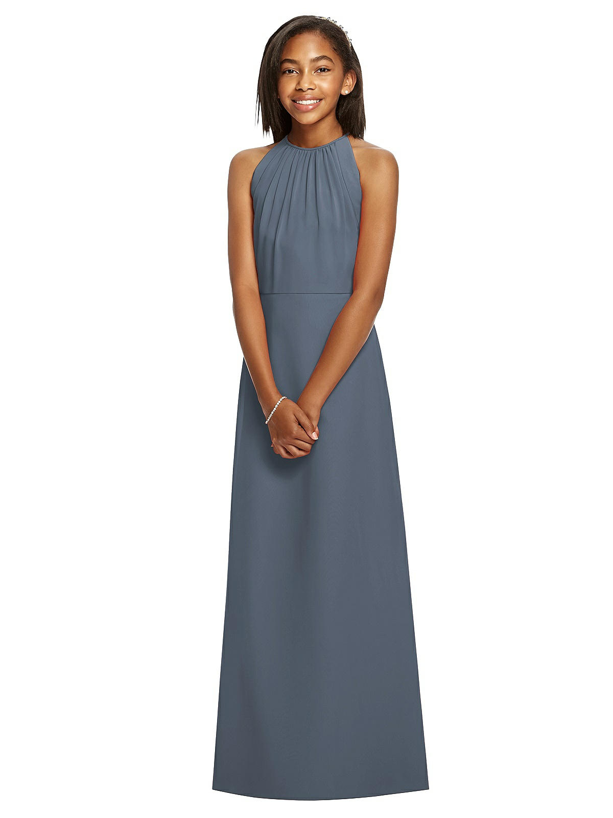 georgette over charmeuse blouson bridesmaid dress Dessy Collection Junior Jr530 In Silverstone Royal Blue Beaded Strapless Size:16 wrap Georgette fabric And there is (almost)