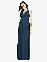 Front View Thumbnail - Sofia Blue  Sleeveless Shirred Skirt Maternity Dress