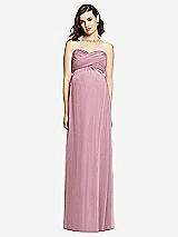 Front View Thumbnail - Dusty Pink Draped Bodice Strapless Maternity Dress