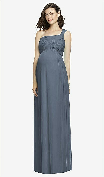 slim fit dress slacks Grey Printed Flared Maternity Dress