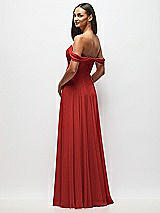 Rear View Thumbnail - Poppy Red Off-the-Shoulder Draped Chiffon Maxi Dress