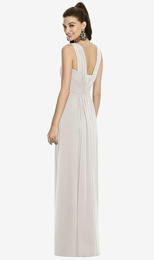 Back View - Oyster Maxi Chiffon Knit Shirred Strap Dress