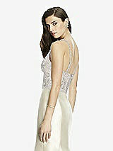 Rear View Thumbnail - Charcoal Gray & Oyster Dessy Bridesmaid Top T2982