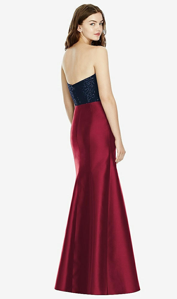 Back View - Burgundy & Midnight Navy Bella Bridesmaids Dress BB105