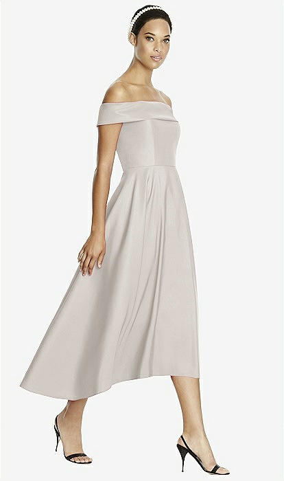 Studio Design 4513 Midi Off-the-shoulder Bridesmaid Dress In Oyster | The  Dessy Group