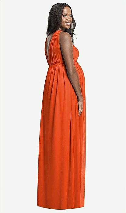 blue dress for baby girl Tangerine Plunging V-Neck Empire Fit and Flare Jersey Bridesmaid Dress main image 0