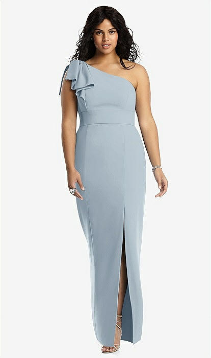 strapless open back dress A-Line/Princess One-Shoulder Split Side Plus Size Bridesmaid Dresses