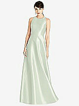 Front View Thumbnail - Mint Green Sleeveless Open-Back Satin A-Line Dress