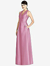 Front View Thumbnail - Powder Pink Sleeveless Open-Back Pleated Skirt Dress with Pockets