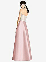 Rear View Thumbnail - Ballet Pink & Ivory Strapless A-Line Satin Dress with Pockets