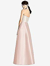 Rear View Thumbnail - Blush & Ivory Strapless A-Line Satin Dress with Pockets