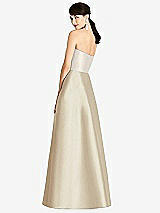 Rear View Thumbnail - Champagne & Ivory Strapless A-Line Satin Dress with Pockets