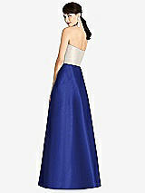 Rear View Thumbnail - Cobalt Blue & Ivory Strapless A-Line Satin Dress with Pockets