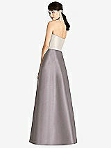 Rear View Thumbnail - Cashmere Gray & Ivory Strapless A-Line Satin Dress with Pockets