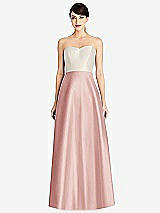 Front View Thumbnail - Rose & Ivory Strapless A-Line Satin Dress with Pockets