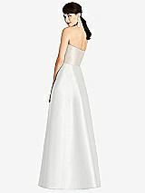 Rear View Thumbnail - White & Ivory Strapless A-Line Satin Dress with Pockets