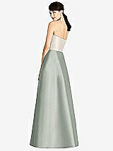Rear View Thumbnail - Willow Green & Ivory Strapless A-Line Satin Dress with Pockets