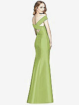 Rear View Thumbnail - Mojito Off-the-Shoulder Criss Cross Back Satin Dress