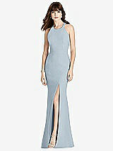 Front View Thumbnail - Mist Criss Cross Open-Back Trumpet Gown