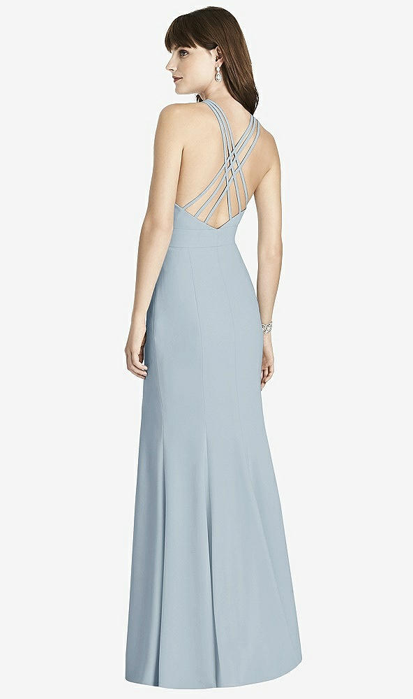 Back View - Mist Criss Cross Open-Back Trumpet Gown