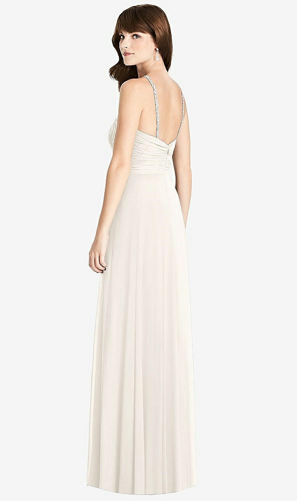 Back View - Ivory Jeweled Twist Halter Maxi Dress