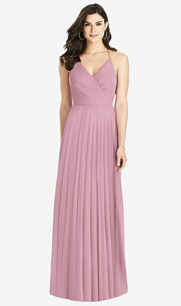 Back View - Dusty Pink Ruffled Strap Cutout Wrap Maxi Dress