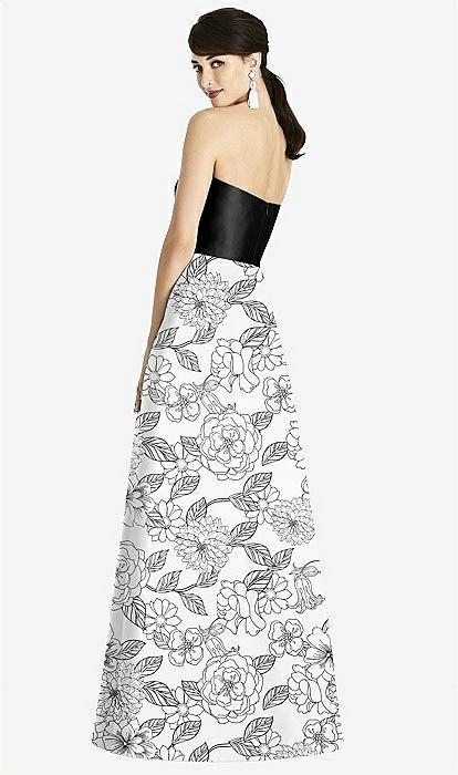 navy blue dress for baby girl Seamed Bodice Floral Skirt A-line Bridesmaid Dress With Pockets In Botanica