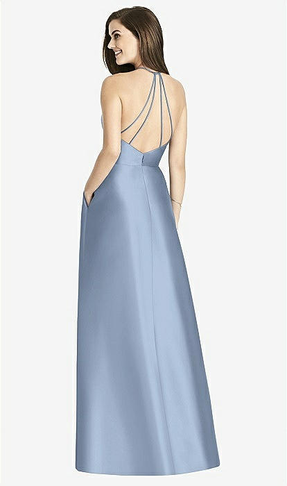 champagne long dress bridesmaid Ladivine CD242 Size 16 Champagne Long Pleated Chiffon A Line Bell Sleeve V Neck Formal Dress Bridesmaid Gown main image 1