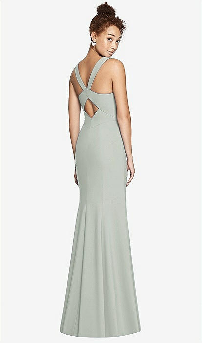 bridesmaids dress green Burgundy Ladivine - BD104 Cowl Neckline High Slit A-Line Satin Gown main image 1