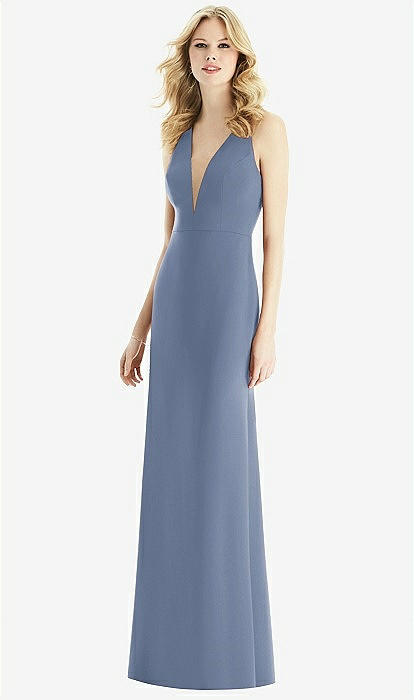 Bella Bridesmaids Bridesmaid Dress Bb111 In Larkspur Blue & Light Nude | The Dessy Group Bella Bridesmaids Bridesmaid Dress Bb111 In Larkspur Blue & Light Nude | The Dessy Group