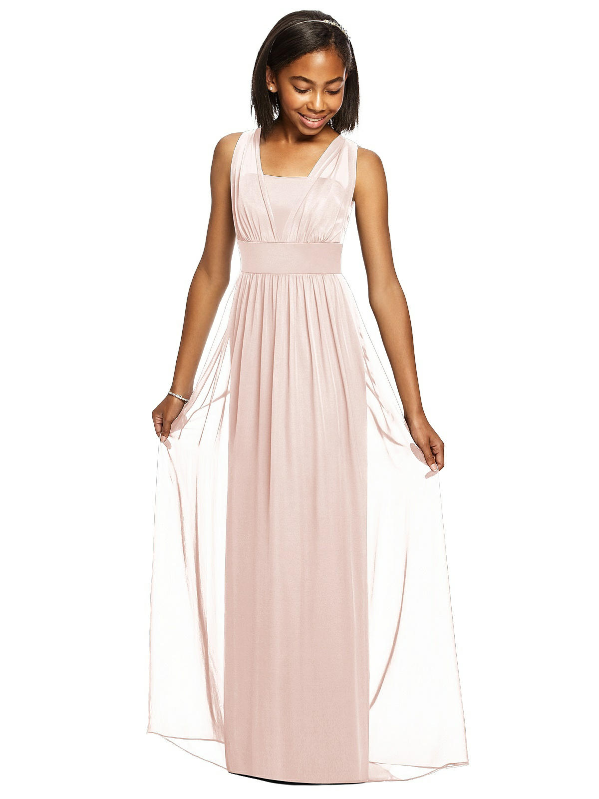 after six bridesmaid dress 1514 V Neck Plunge Crepe Bridesmaid Dress - Blush