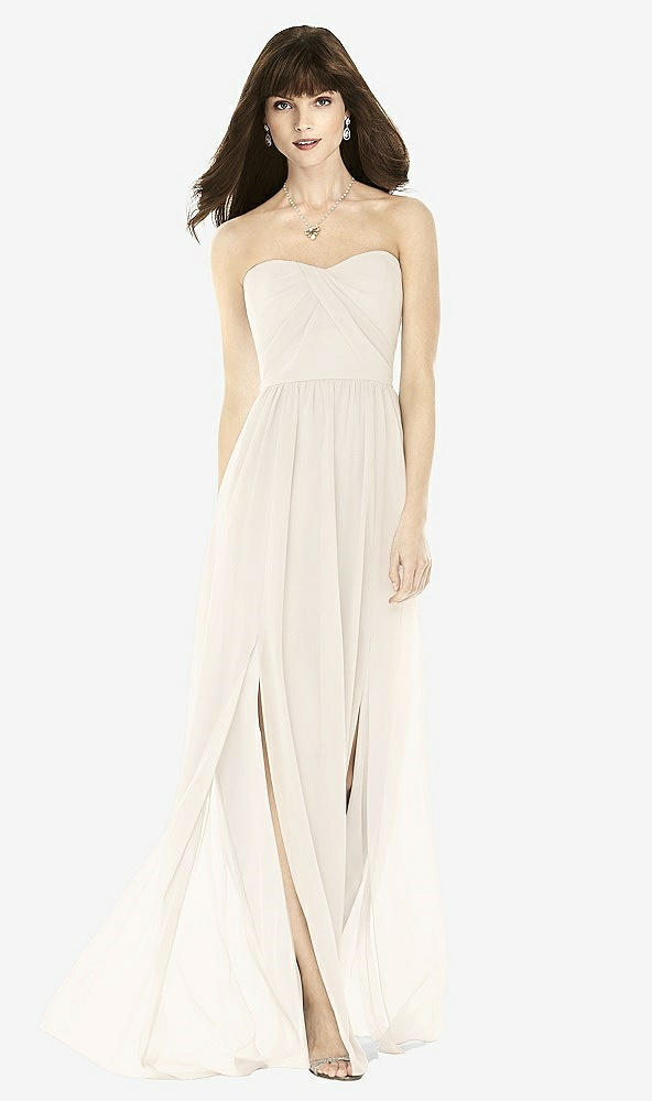 Front View - Ivory Sweeheart Chiffon Natural Waist Dress