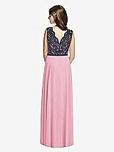 Rear View Thumbnail - Peony Pink & Midnight Navy Dessy Collection Junior Bridesmaid Dress JR542