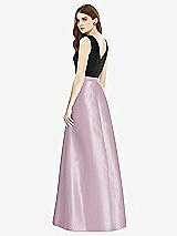 Rear View Thumbnail - Suede Rose & Black Sleeveless A-Line Satin Dress with Pockets