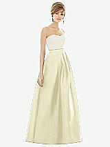 Front View Thumbnail - Butter Yellow & Ivory Strapless Pleated Skirt Maxi Dress with Pockets