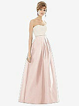 Front View Thumbnail - Blush & Ivory Strapless Pleated Skirt Maxi Dress with Pockets