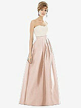 Front View Thumbnail - Cameo & Ivory Strapless Pleated Skirt Maxi Dress with Pockets